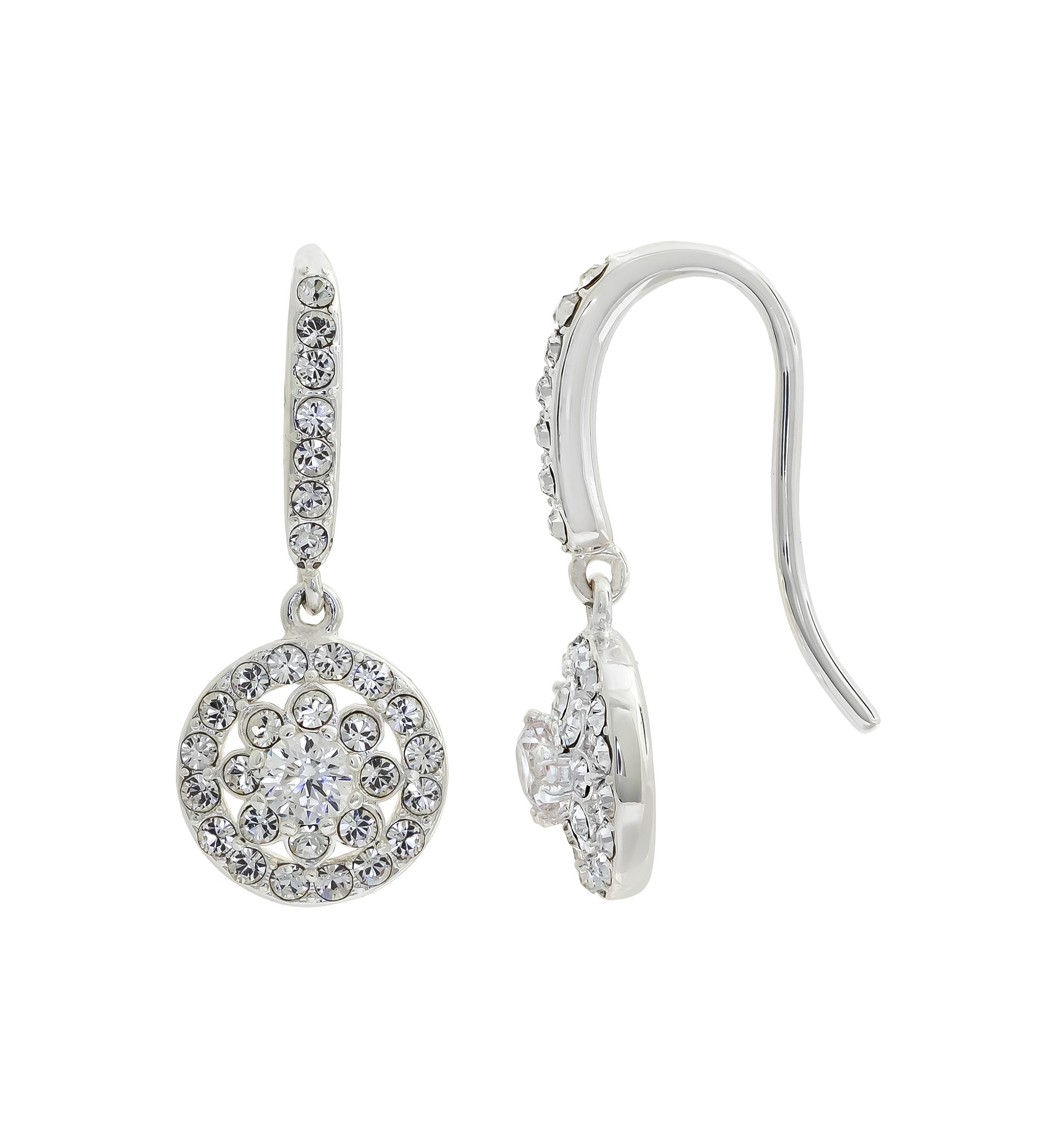 Lab Created Clear Crystal Drop Earrings 