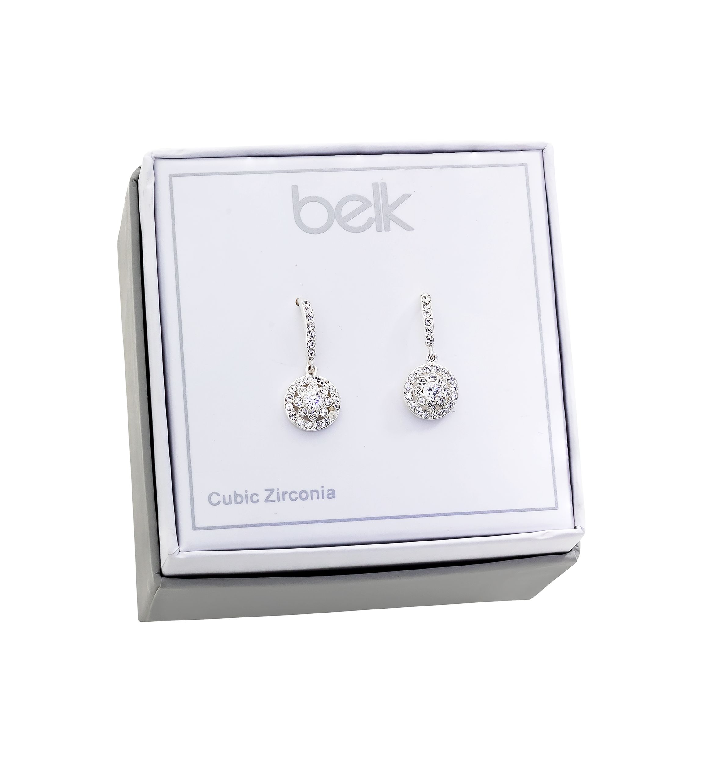 Lab Created Clear Crystal Drop Earrings 