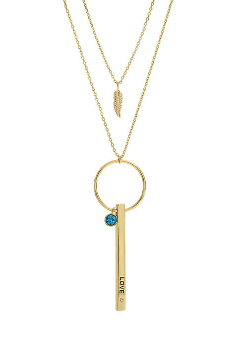 Belk Gold Tone Bar and Charm Pendant Necklace
