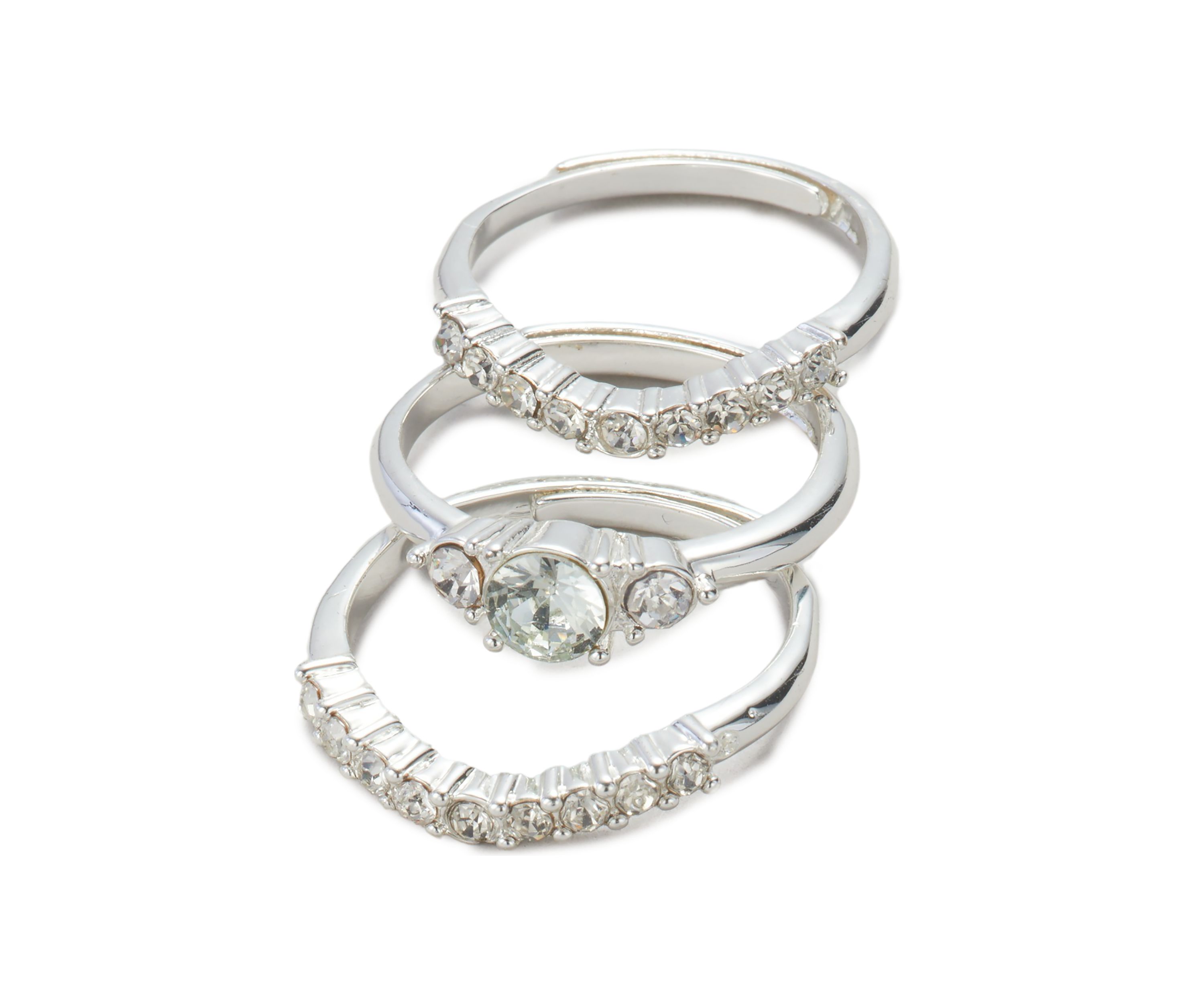 Lab Created Light Blue Stone Adjustable Ring Set 