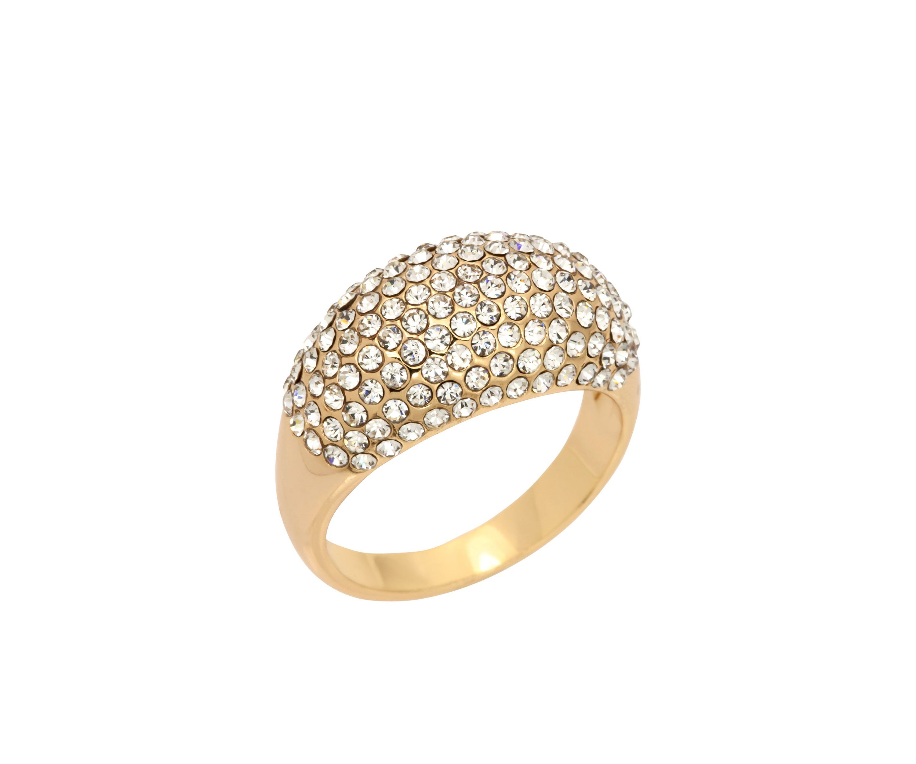 Gold Tone Crystal Pavé Dome Band Ring
