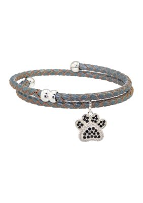 Lab Created Leather Puppy Paw Bracelet