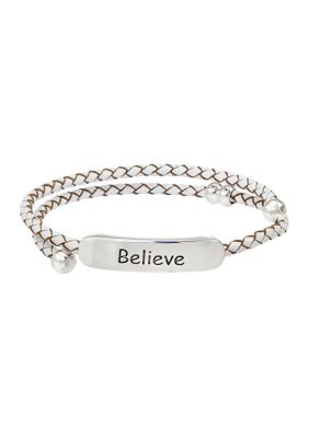 Lab Created Leather Believe Bracelet