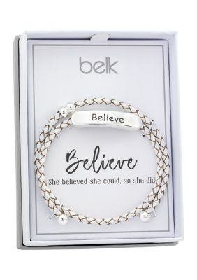 Lab Created Leather Believe Bracelet