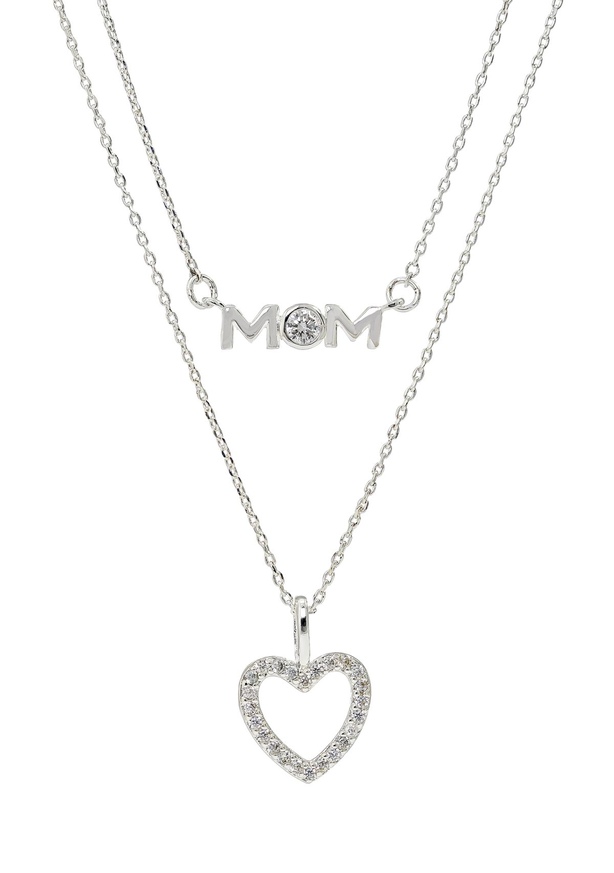Lab Created Duo Mom and Heart Pendant