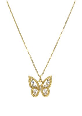 Belk Boxed Cubic Zirconia PavÃ© Butterfly Pendant Necklace, 18 in