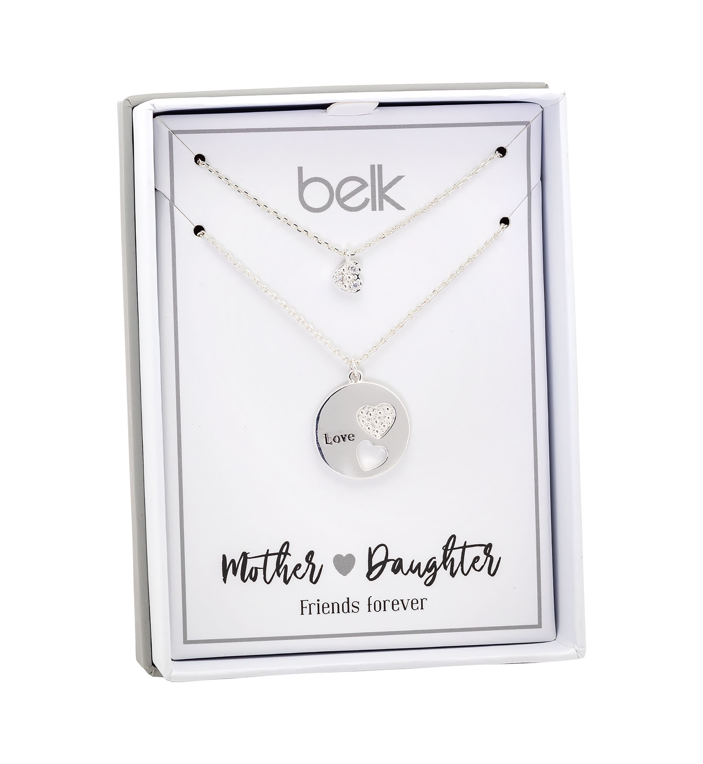 Lab Created Silver Tone Duo Cubic Zirconia Heart Pendant Necklace
