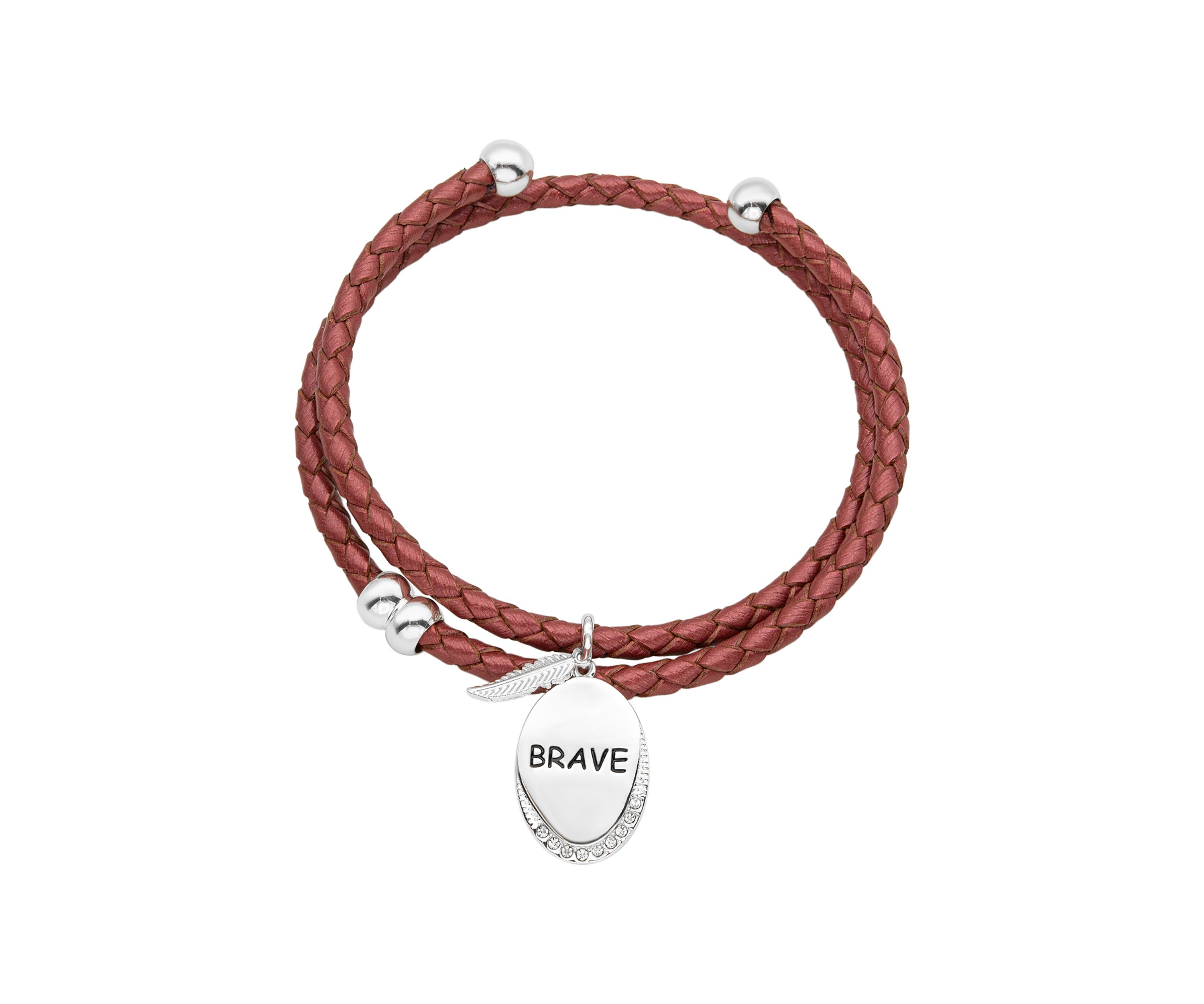 Genuine Leather Cubic Zirconia Brave Charm Adjustable Bracelet