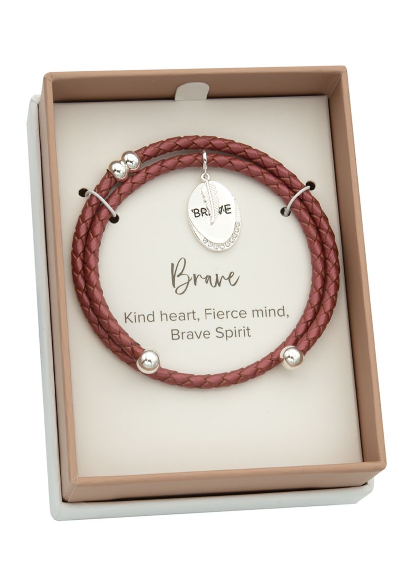 Genuine Leather Cubic Zirconia Brave Charm Adjustable Bracelet