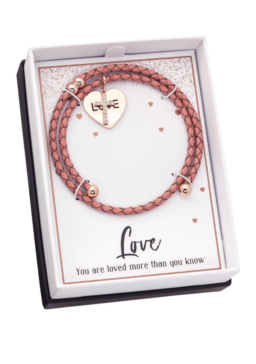 Boxed Crystal Coil Leather Bracelet 