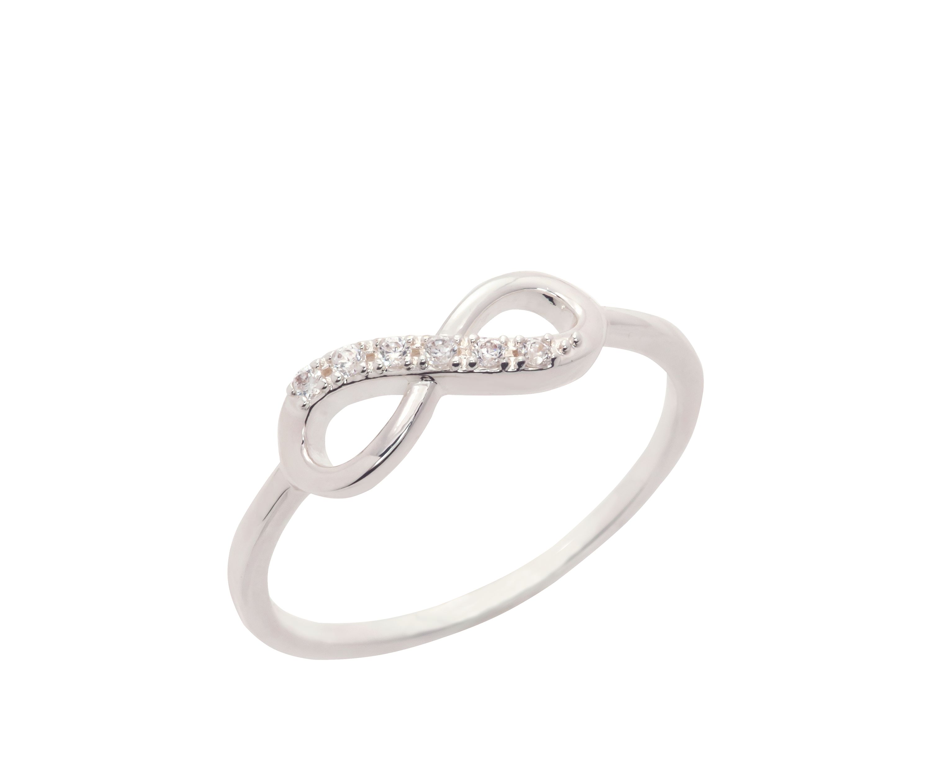 Silver Tone Pavé Crystal Infinity Ring - Size 9