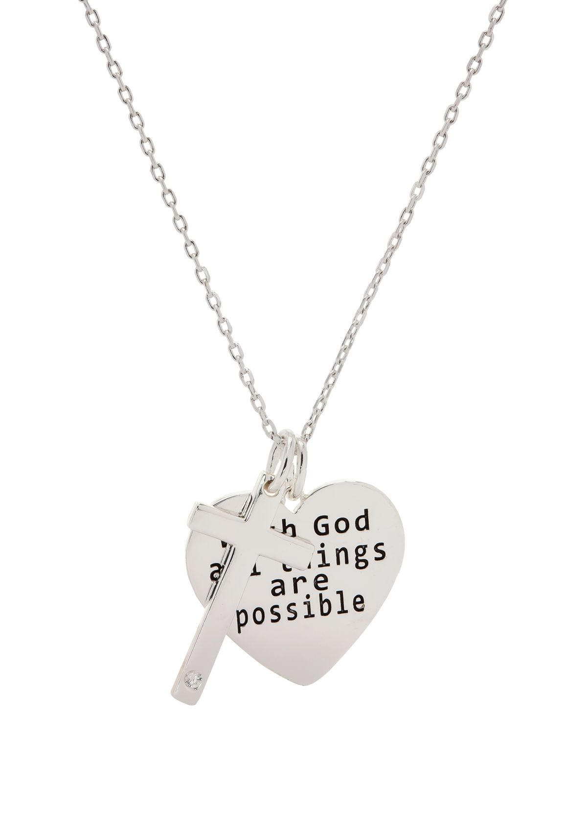 Boxed Inspirational; Heart and Cross Necklace 