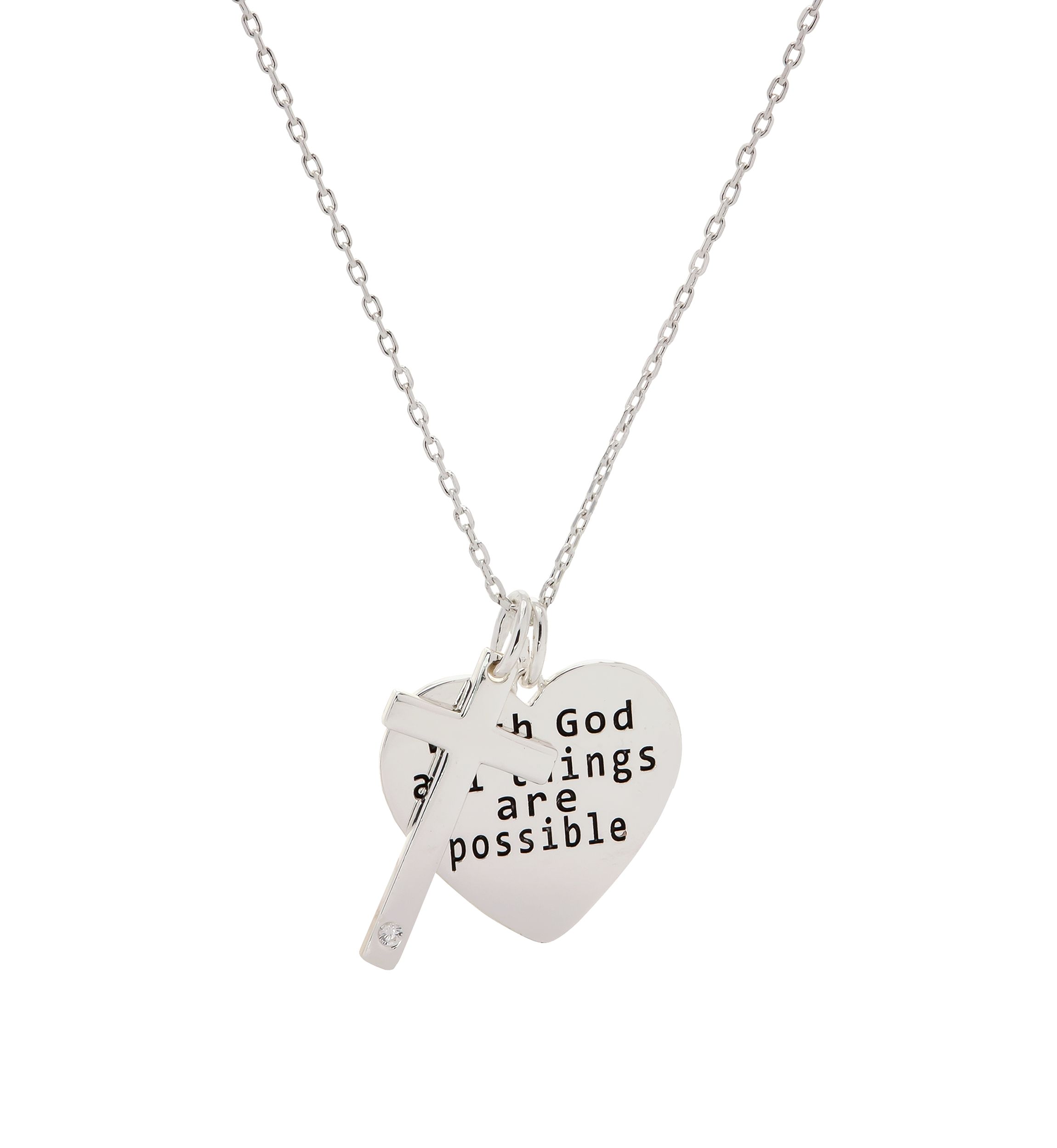 Boxed Inspirational; Heart and Cross Necklace 