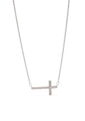 Silver Tone Cubic Zirconia Cross Pendant Boxed Necklace