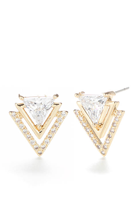 Belk Gold-Tone Cubic Zirconia Triangle Earrings