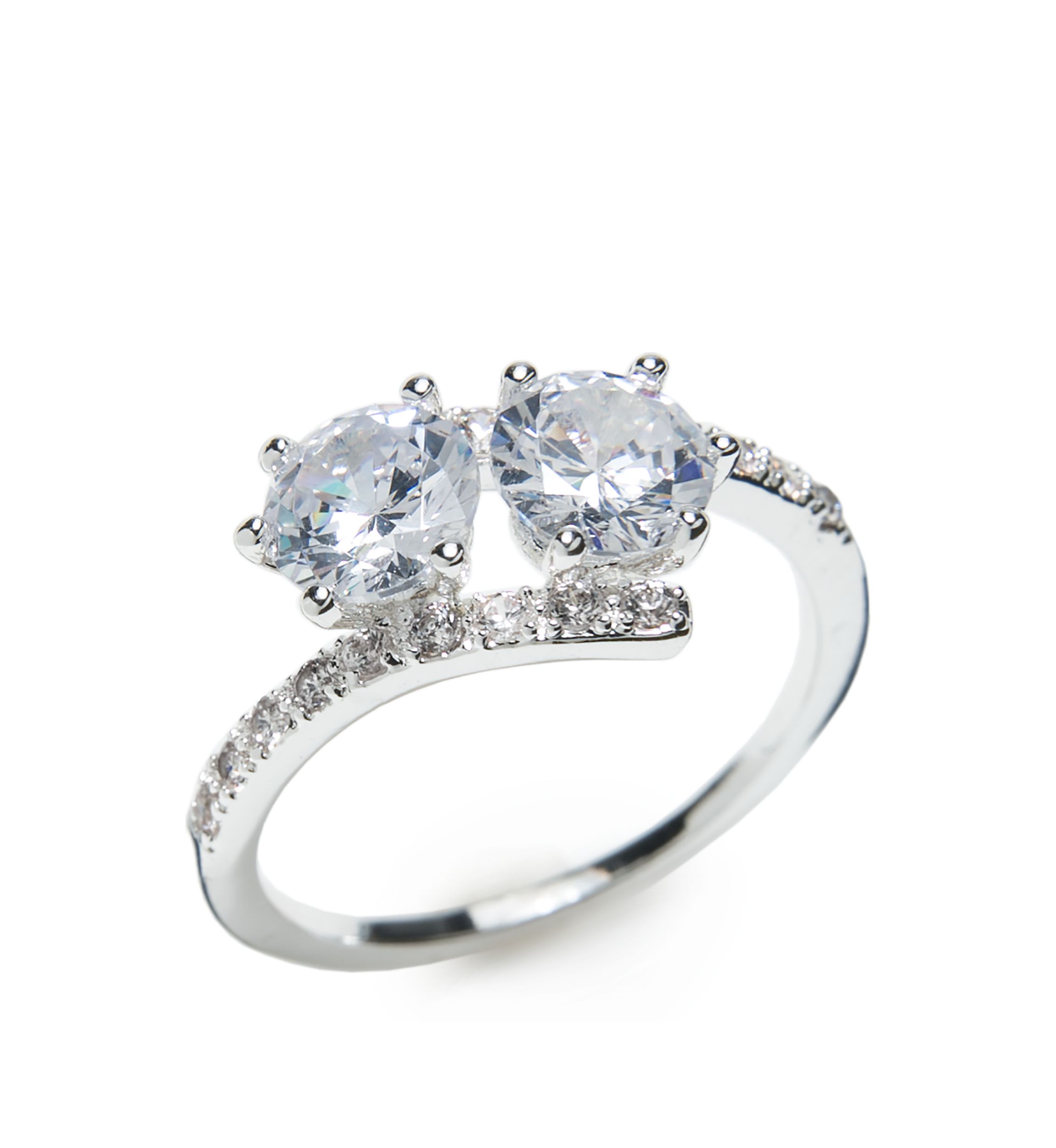 Boxed Cubic Zirconia Pavé Round Ring
