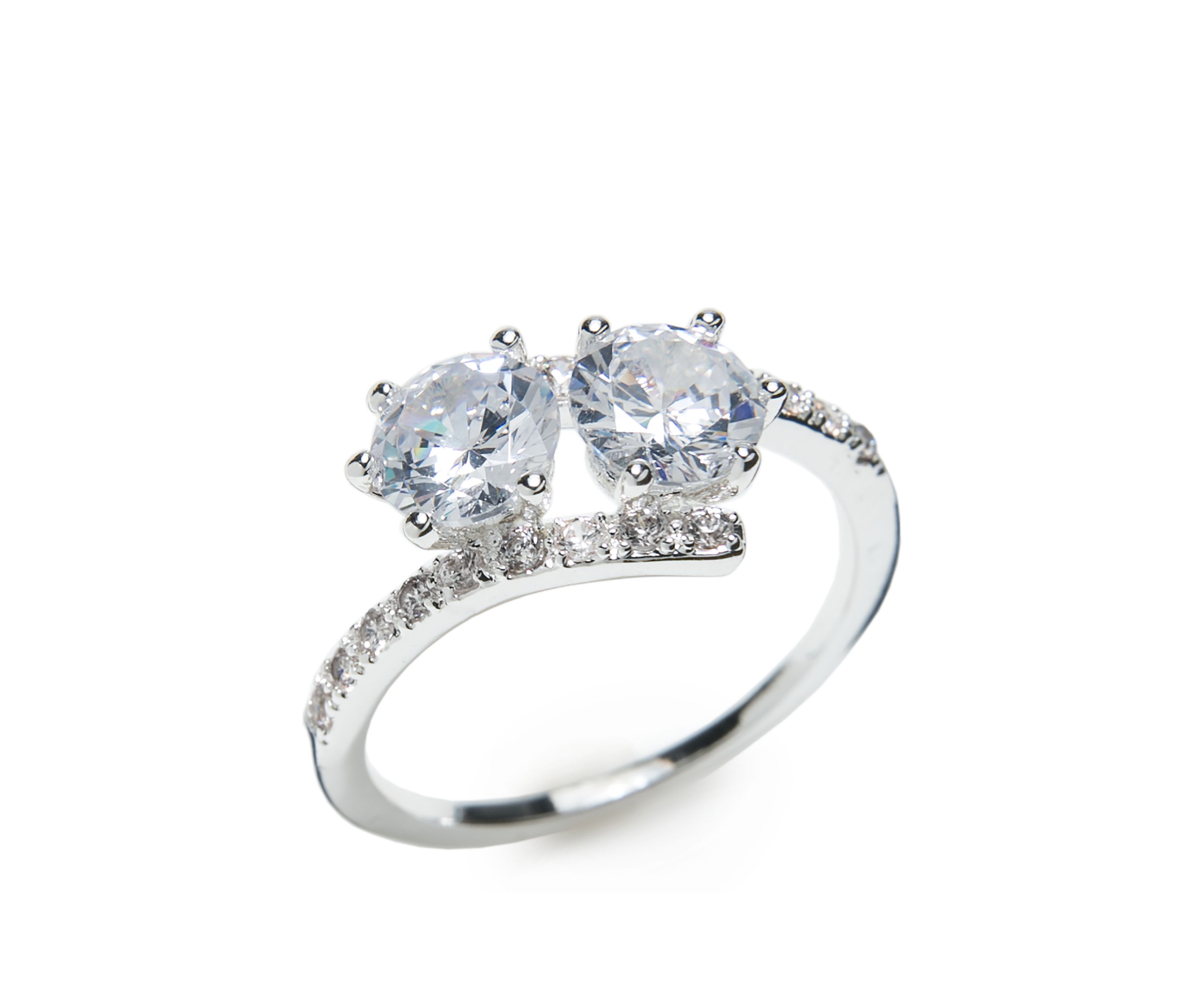 Boxed Cubic Zirconia Pavé Round Ring