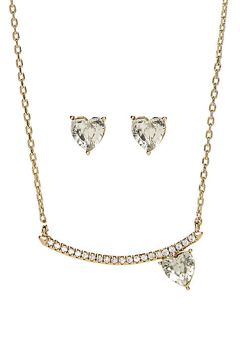 Belk Boxed Gold-Tone Pave Crystal Heart Bar Necklace