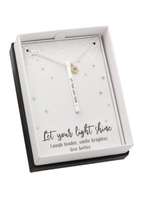 Silver-Tone Cubic Zirconia Let Your Light Shine Pendant Necklace