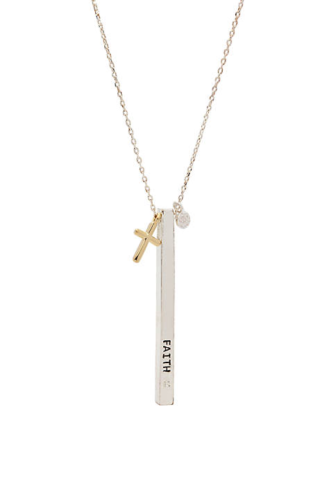 Belk Silver-Tone Faith Bar Necklace