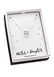 Silver-Tone Cubic Zirconia Mother and Daughter Pendant Necklace