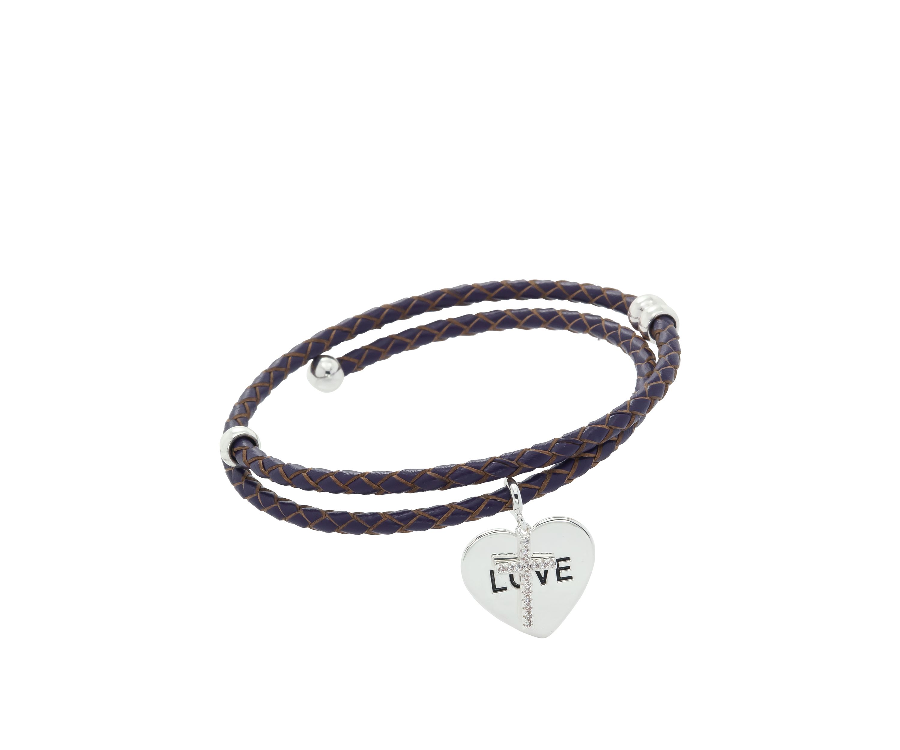 Cubic Zirconium Cross Love Heart Bracelet