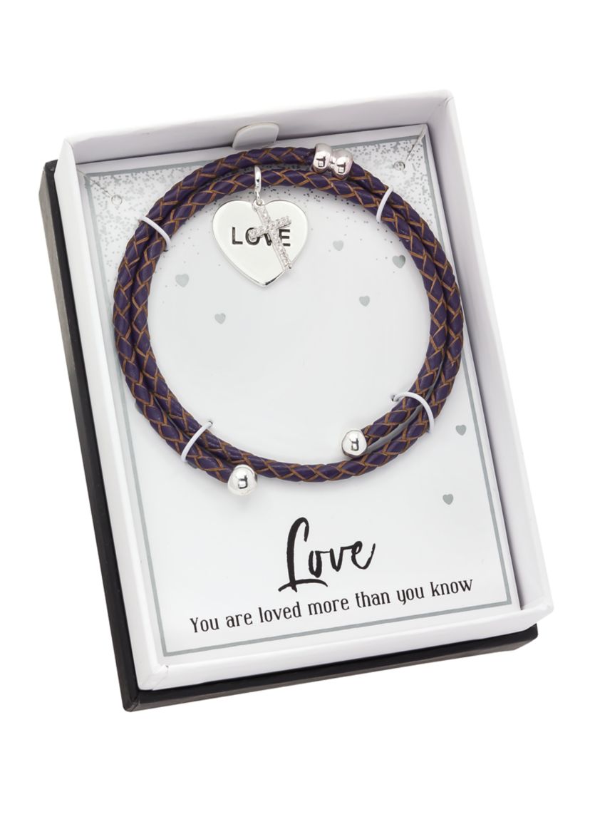 Cubic Zirconium Cross Love Heart Bracelet