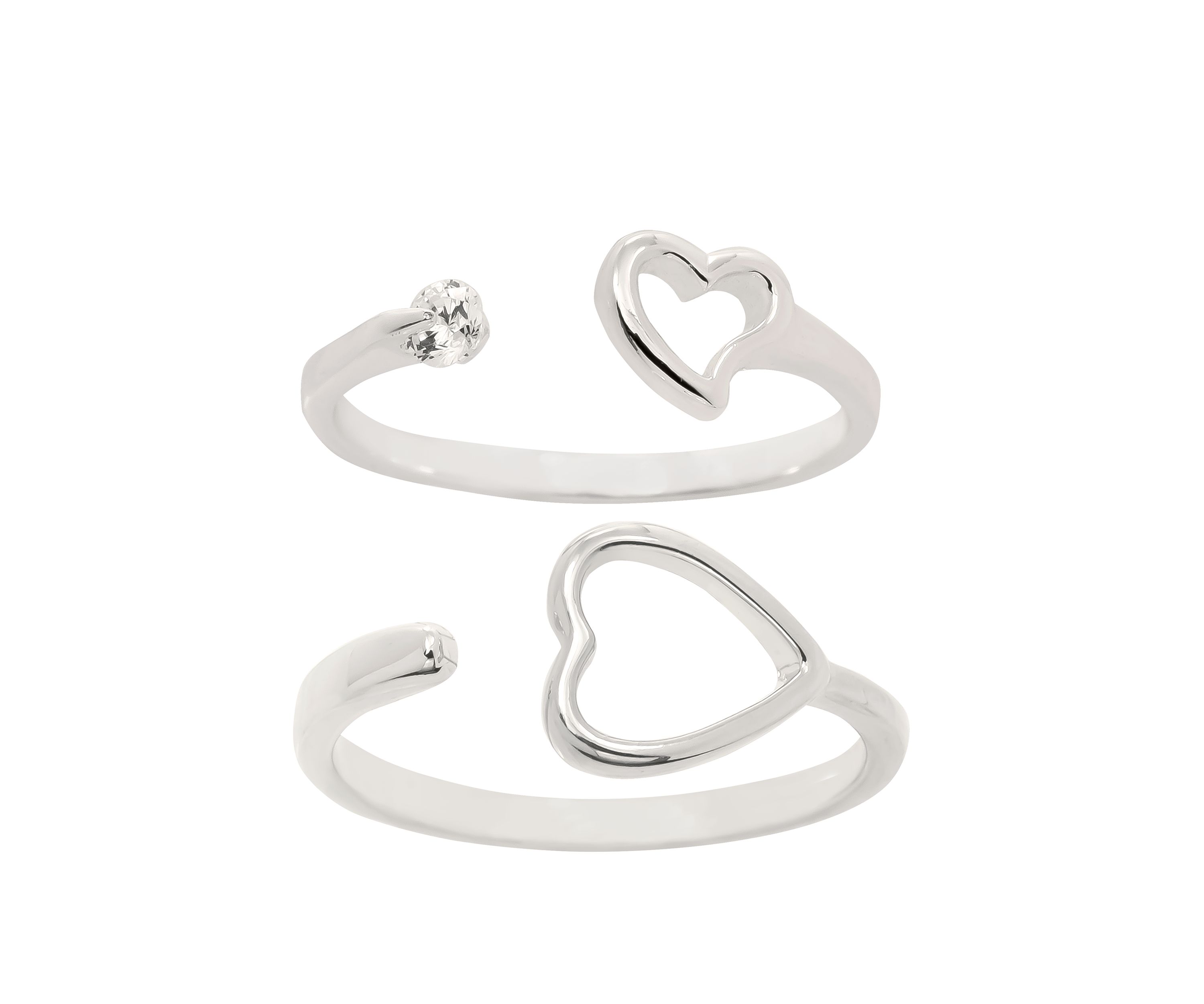 Silver Duo Lab Created Cubic Zirconium Heart Ring