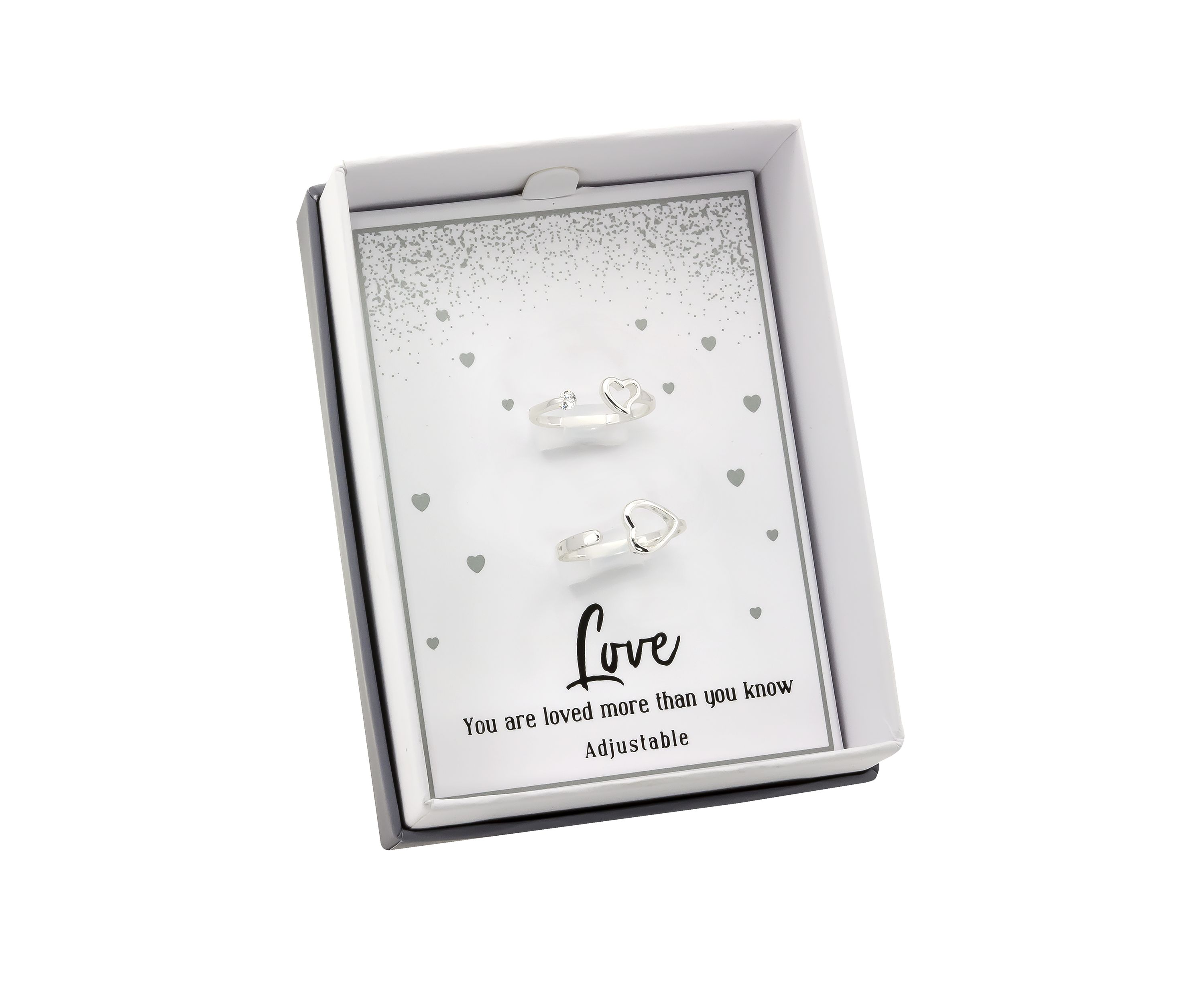 Silver Duo Lab Created Cubic Zirconium Heart Ring