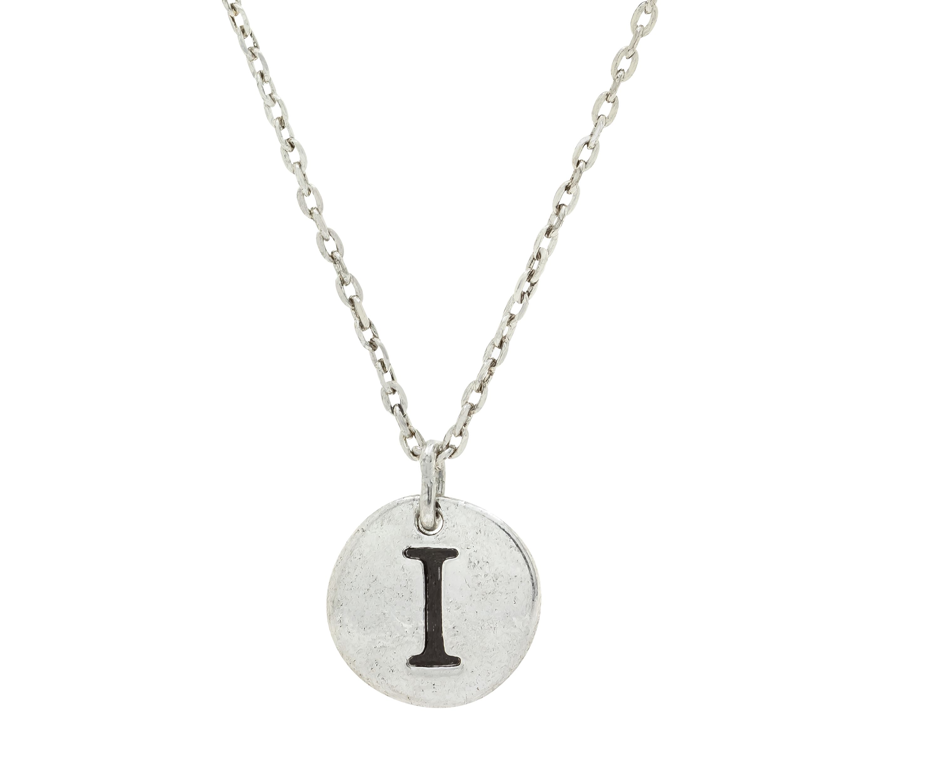 	 Silver Tone Initial I Disc Necklace