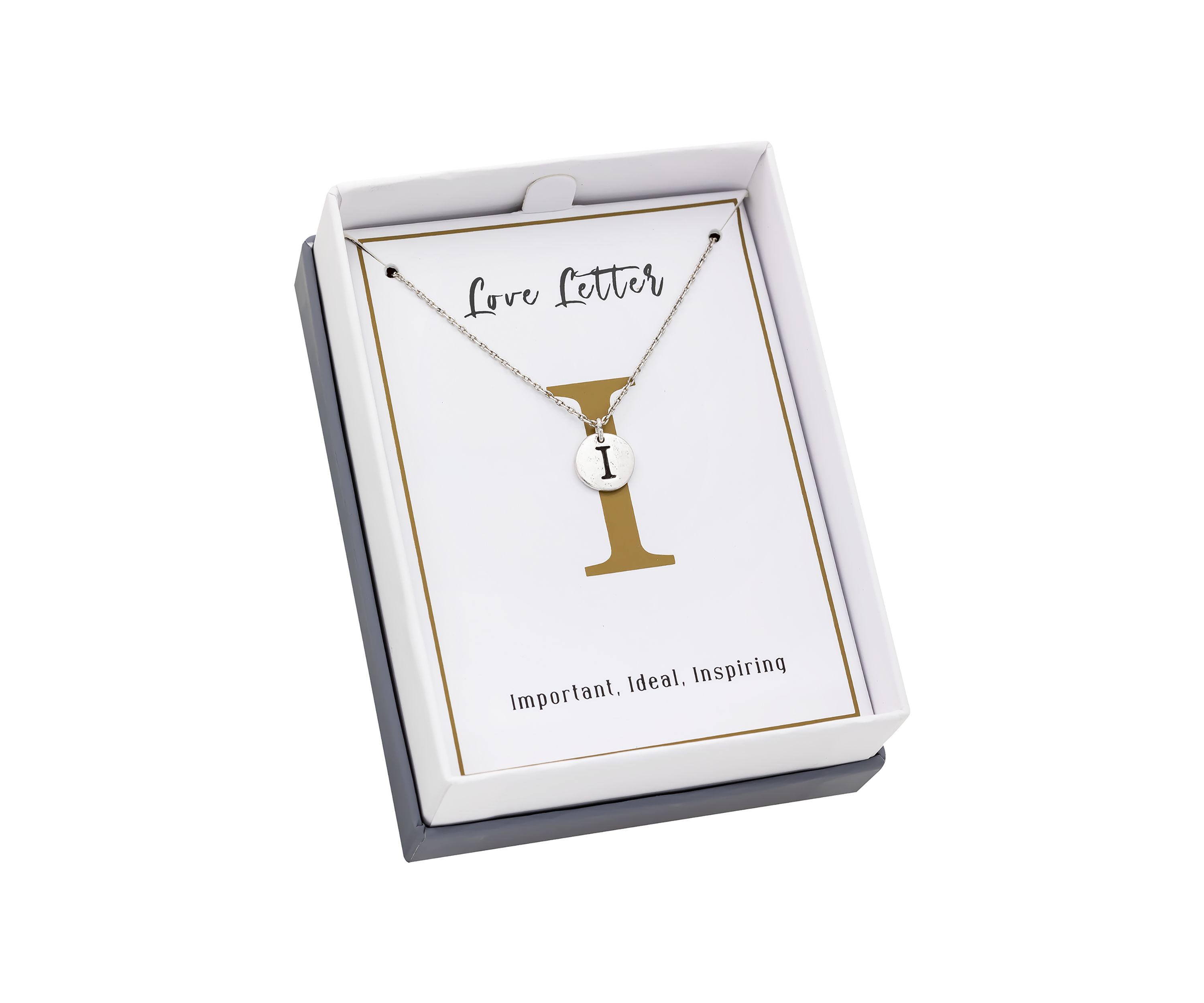 	 Silver Tone Initial I Disc Necklace