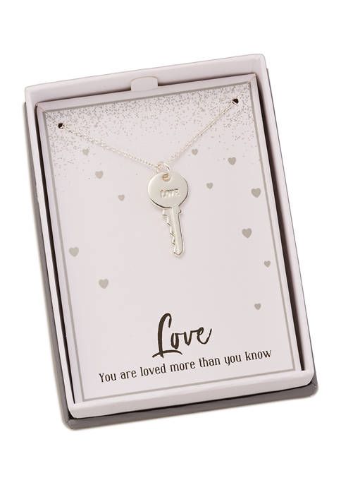 Belk Boxed Silver Tone Key Love Pendant Necklace