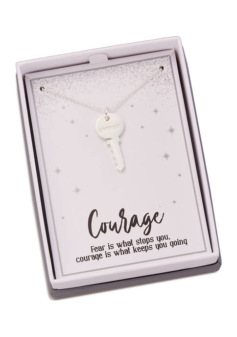 Belk Boxed Silver Tone Key Courage Pendant Necklace