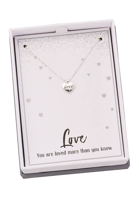 Boxed Silver Tone Love Heart Pendant Necklace 
