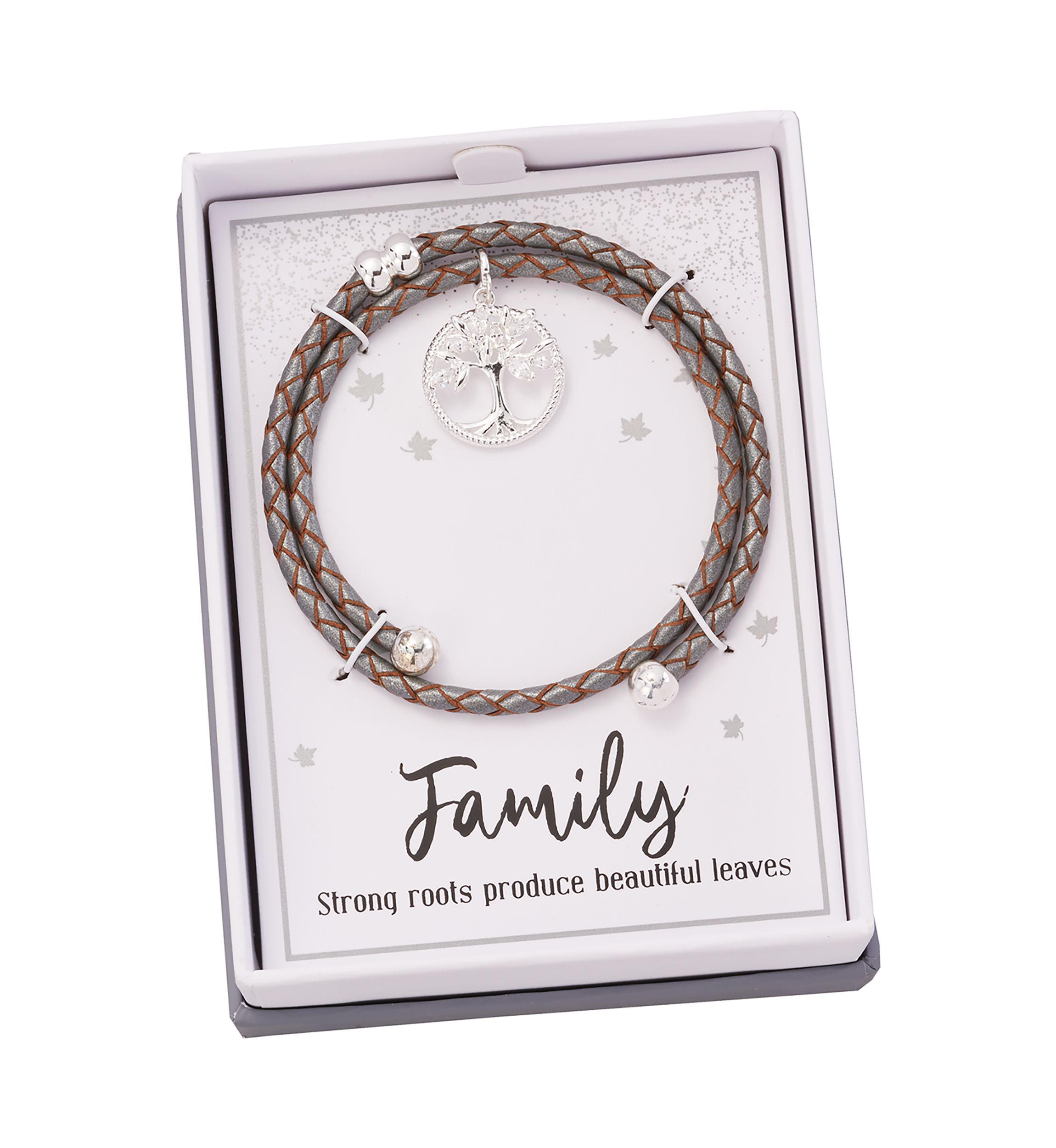 Boxed Leather Bracelet with Tree of Life Charm 