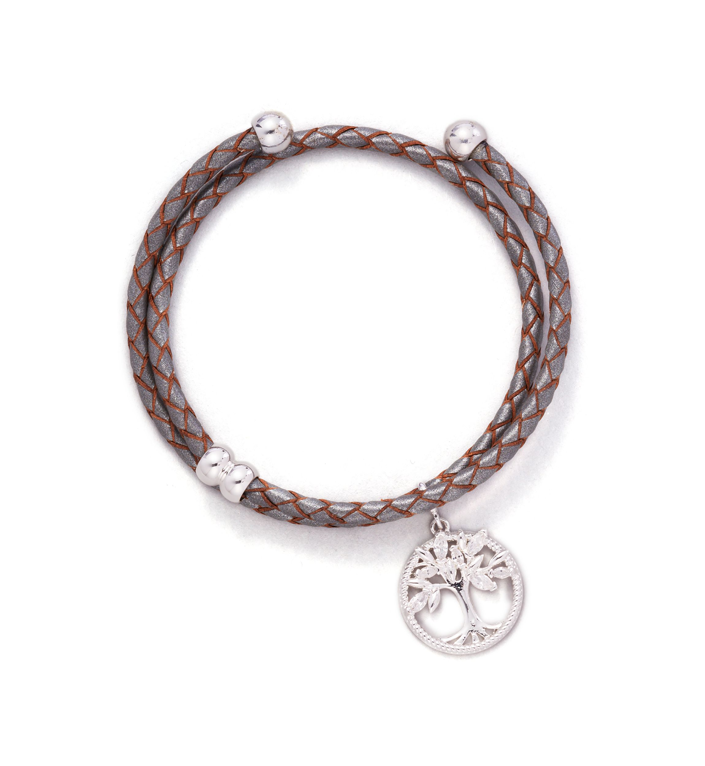 Boxed Leather Bracelet with Tree of Life Charm 