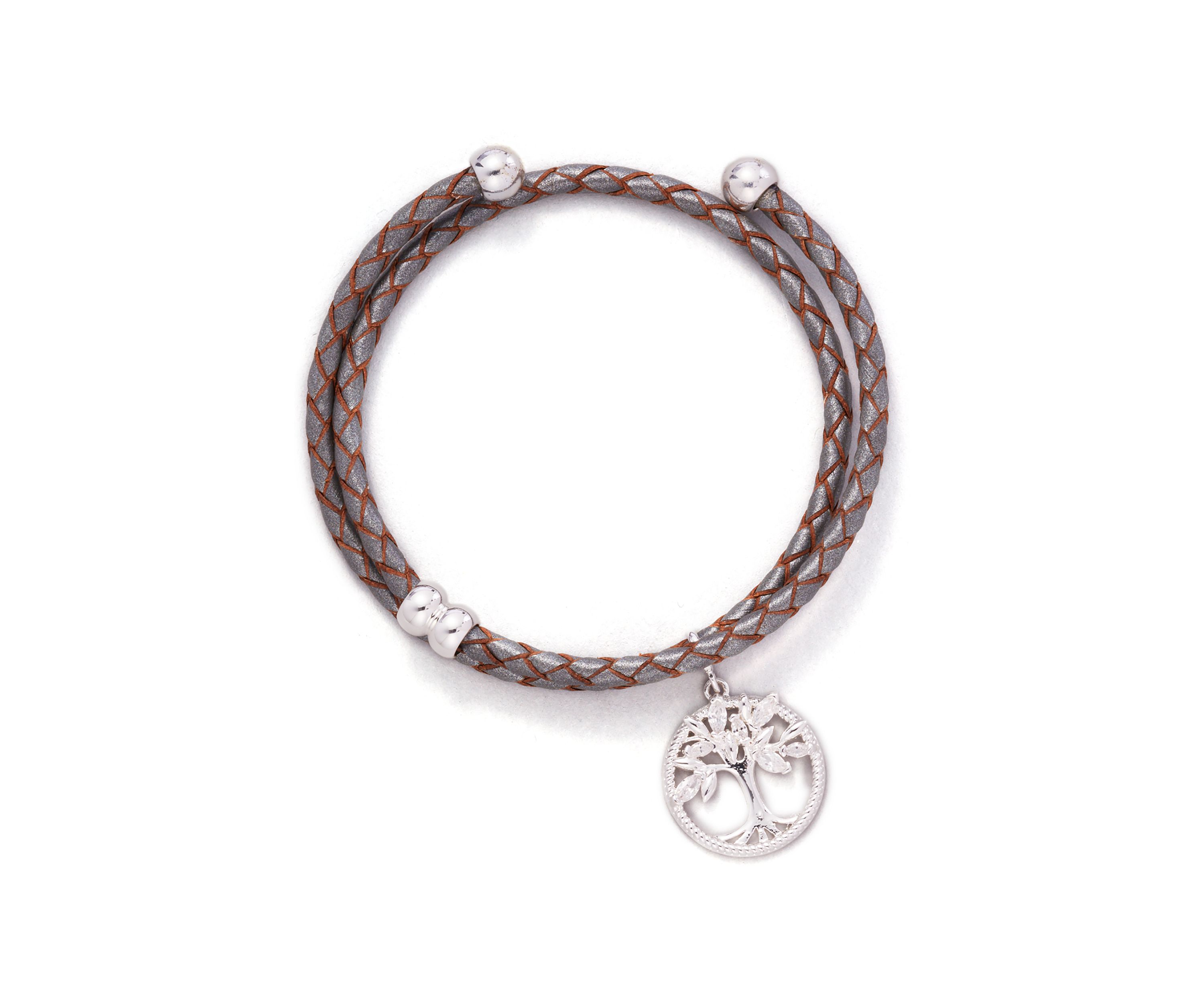 Boxed Leather Bracelet with Tree of Life Charm 