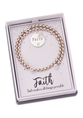 Belk & Co Cross and Heart Paperclip Bracelet