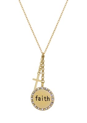 Boxed Crystal Faith Cross Pendant Necklace 