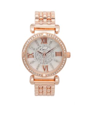 Kim Rogers Women's Rose Gold Tone Embellished Bracelet Watch | Belk