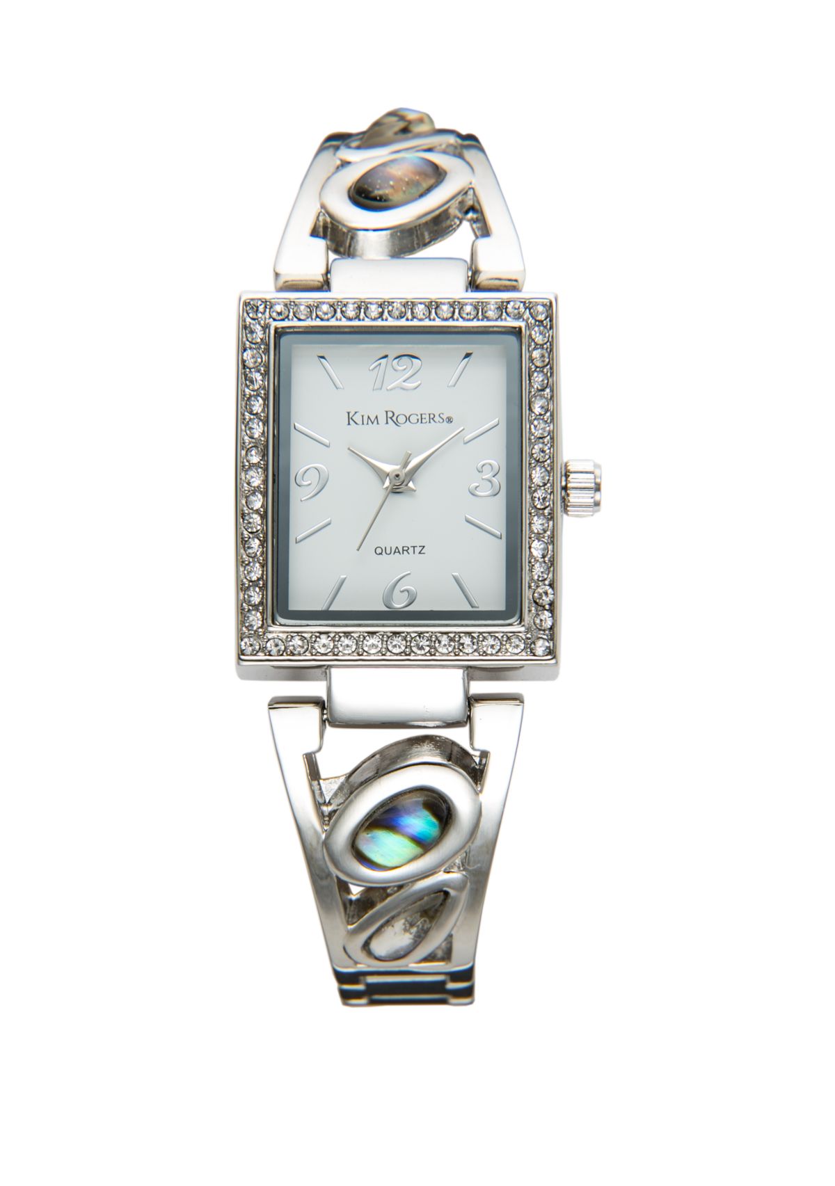 Silver-Tone Abalone Stone Bracelet Watch