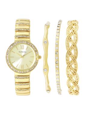 Kim Rogers® Women's Gold-Tone Glitz Watch and Bracelet Set  