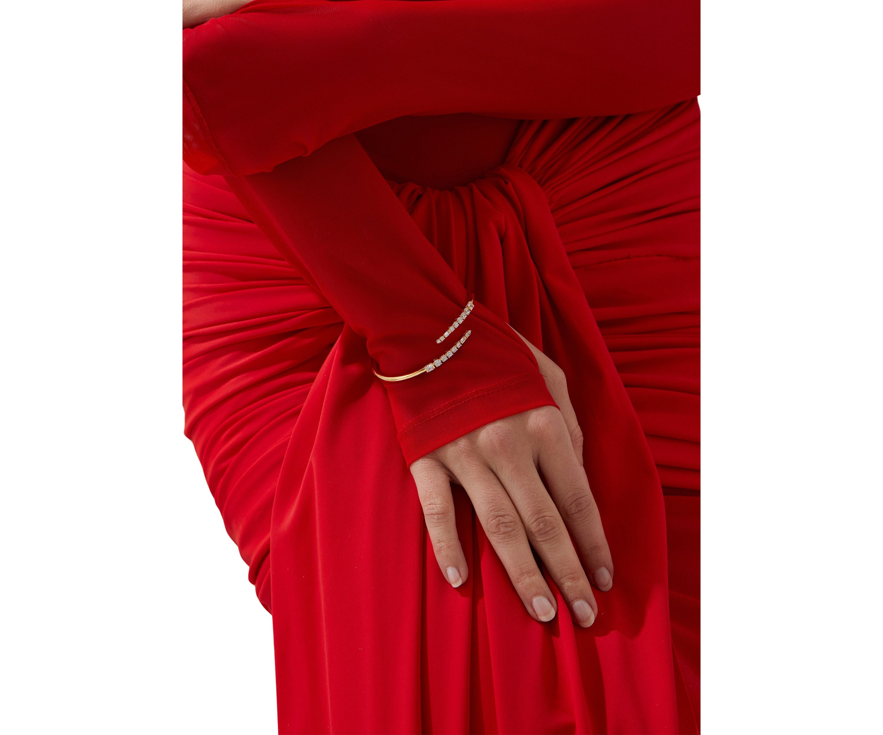 Lab Grown Gold Tone Bypass Cuff Bracelet