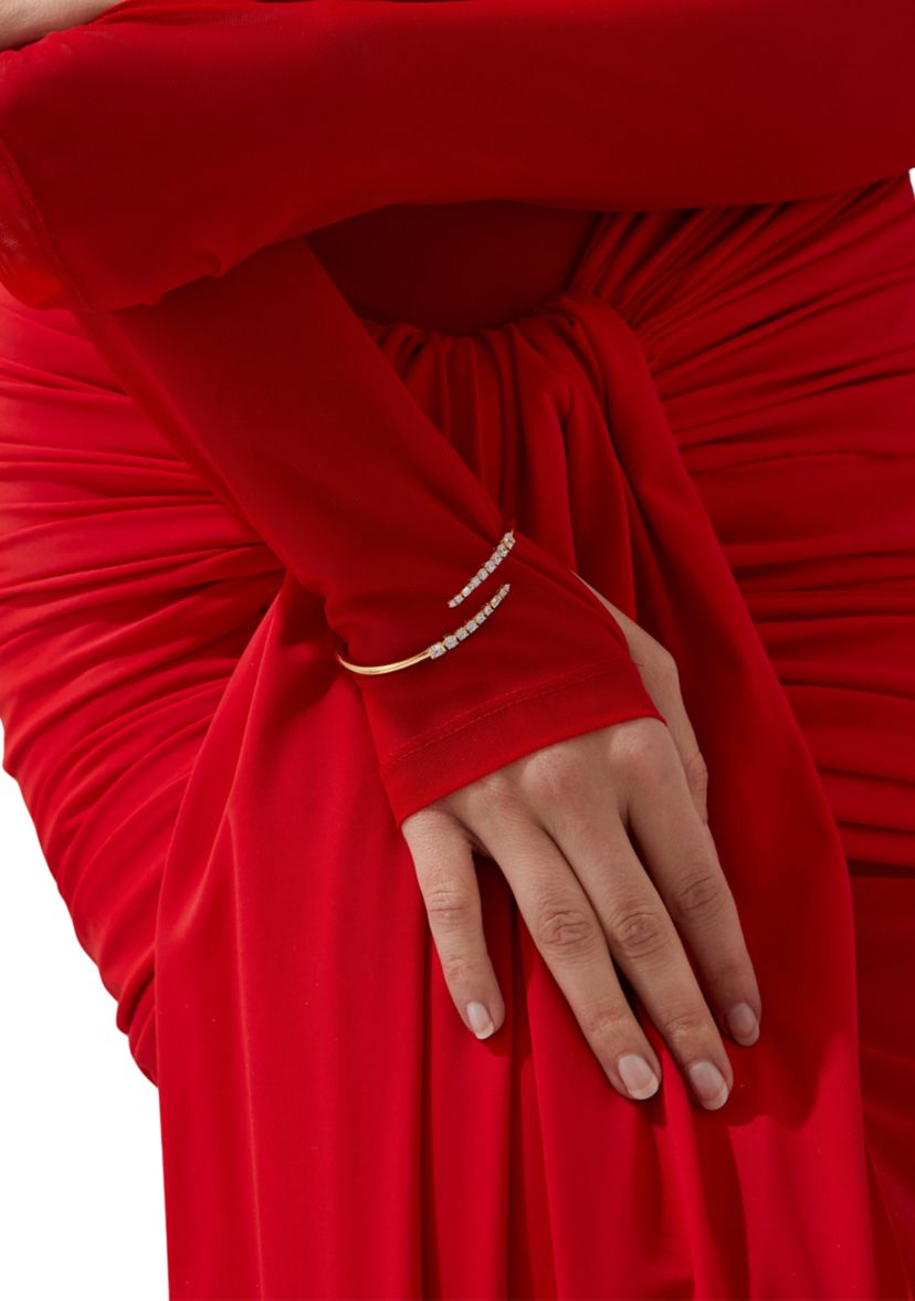 Lab Grown Gold Tone Bypass Cuff Bracelet