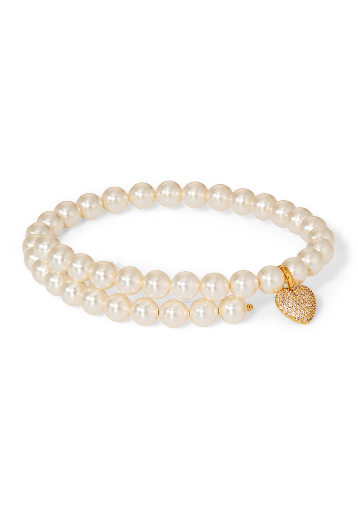 Lab-Grown Heart Pendant White Beaded Bracelet