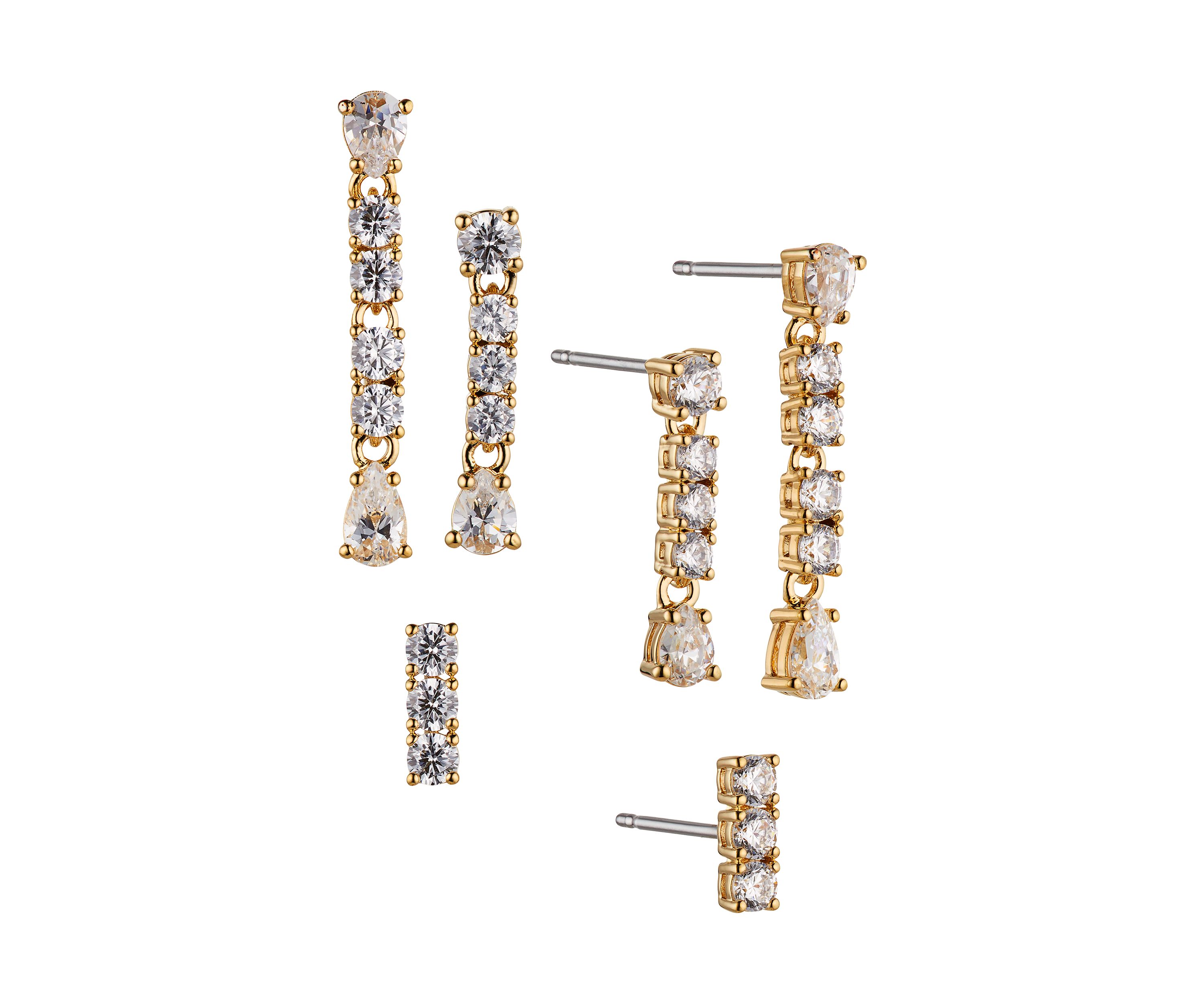 Gold Plated Love All Short Linear Earrings Set