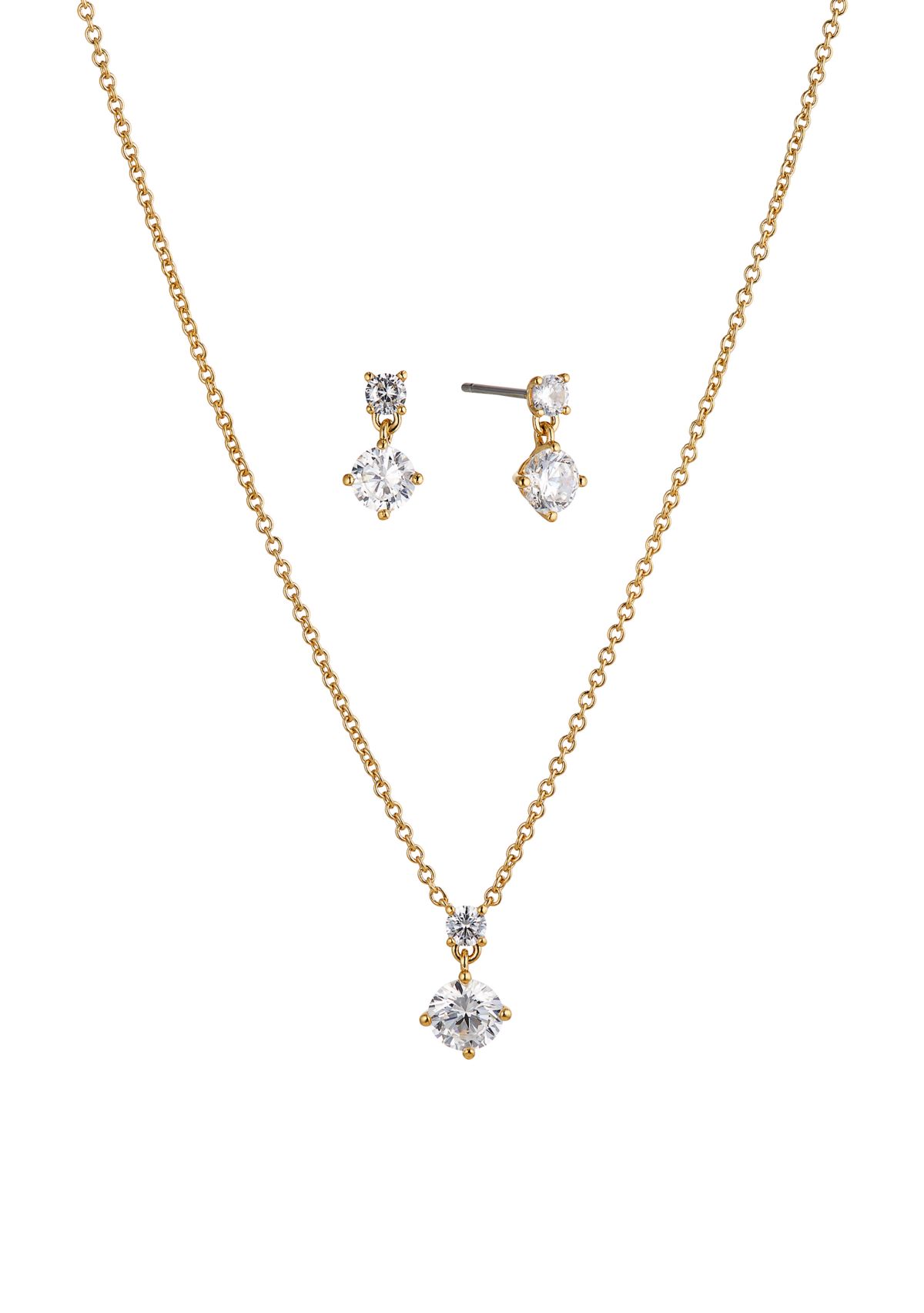 Bridesmaid Solitaire Earrings and Necklace Set