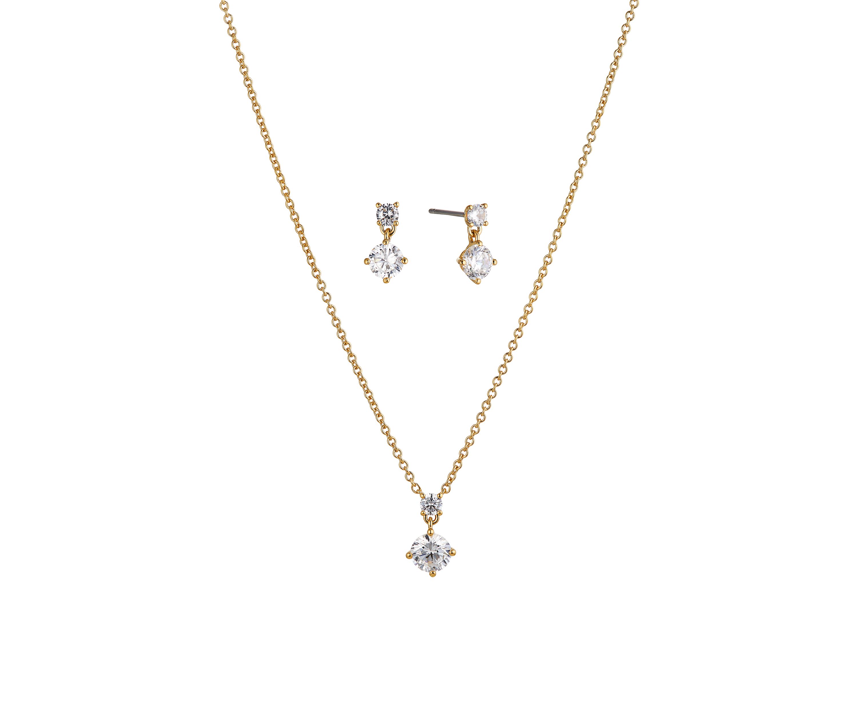 Bridesmaid Solitaire Earrings and Necklace Set