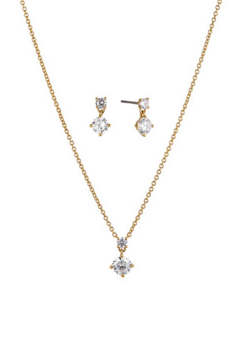 Bridesmaid Solitaire Earrings and Necklace Set