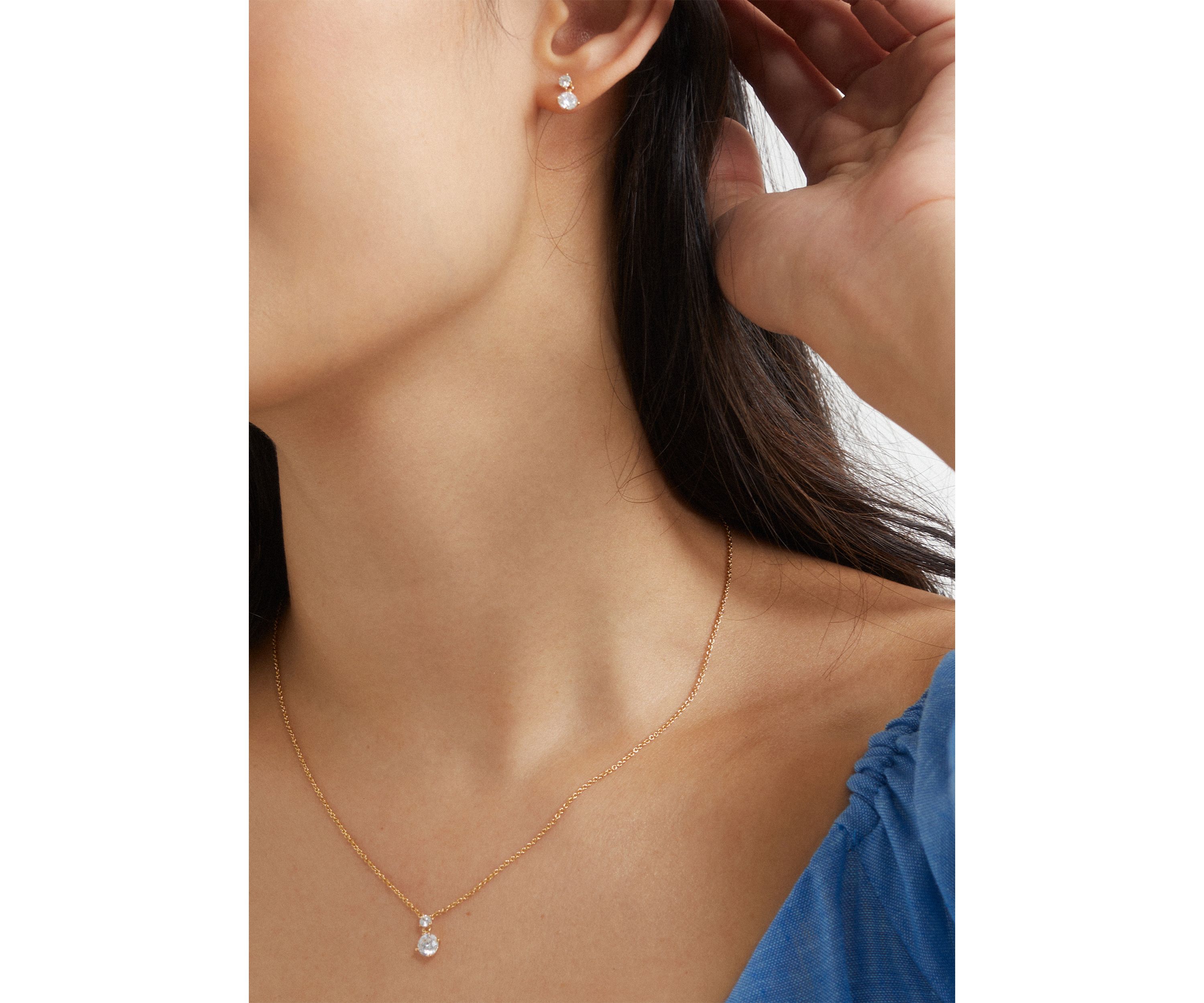 Bridesmaid Solitaire Earrings and Necklace Set